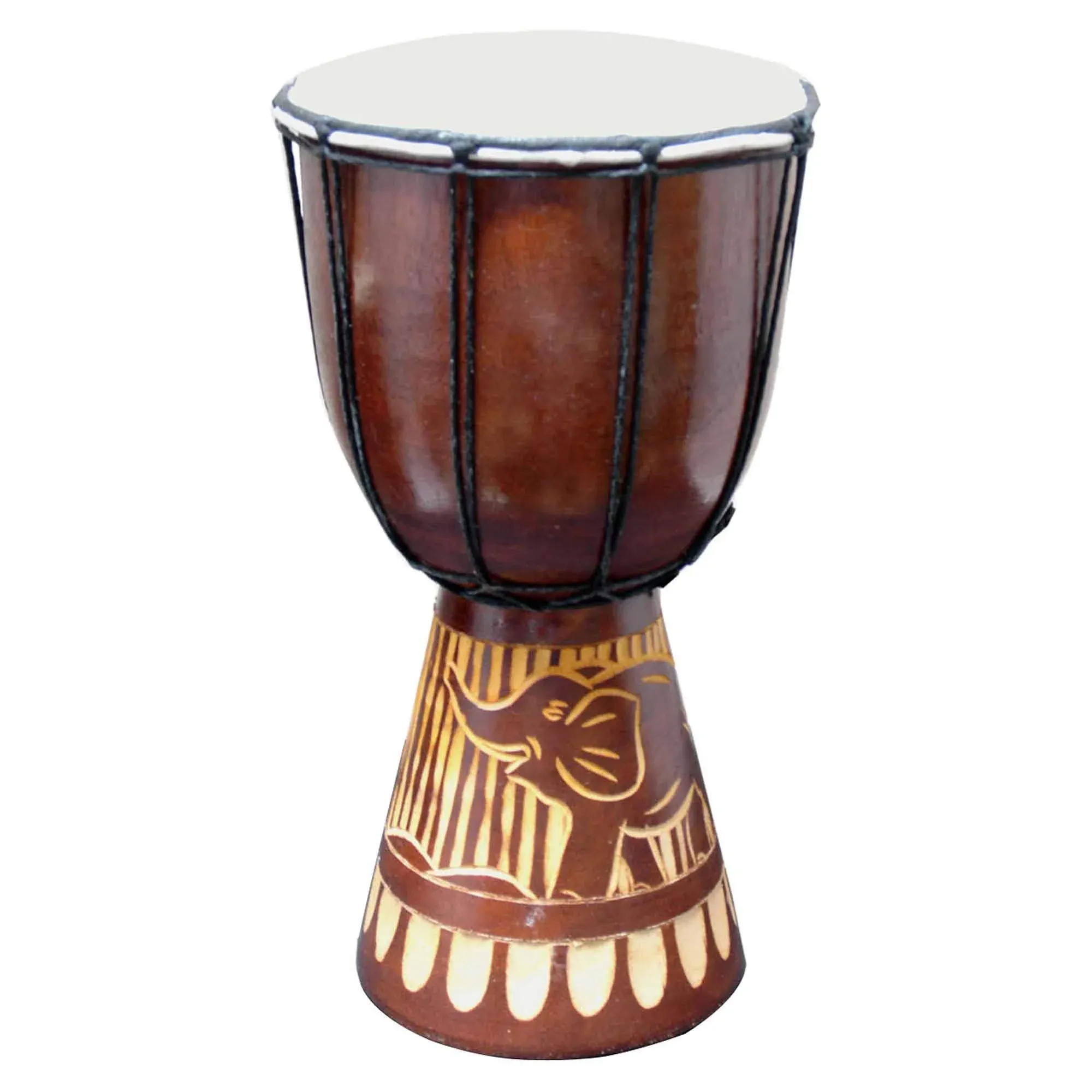 Djembe Drum Carved Bongo African inspired music also a unique gifting idea. Carver Abstract Elephant Giraffe Turtle. (12 Inch, Elephant)