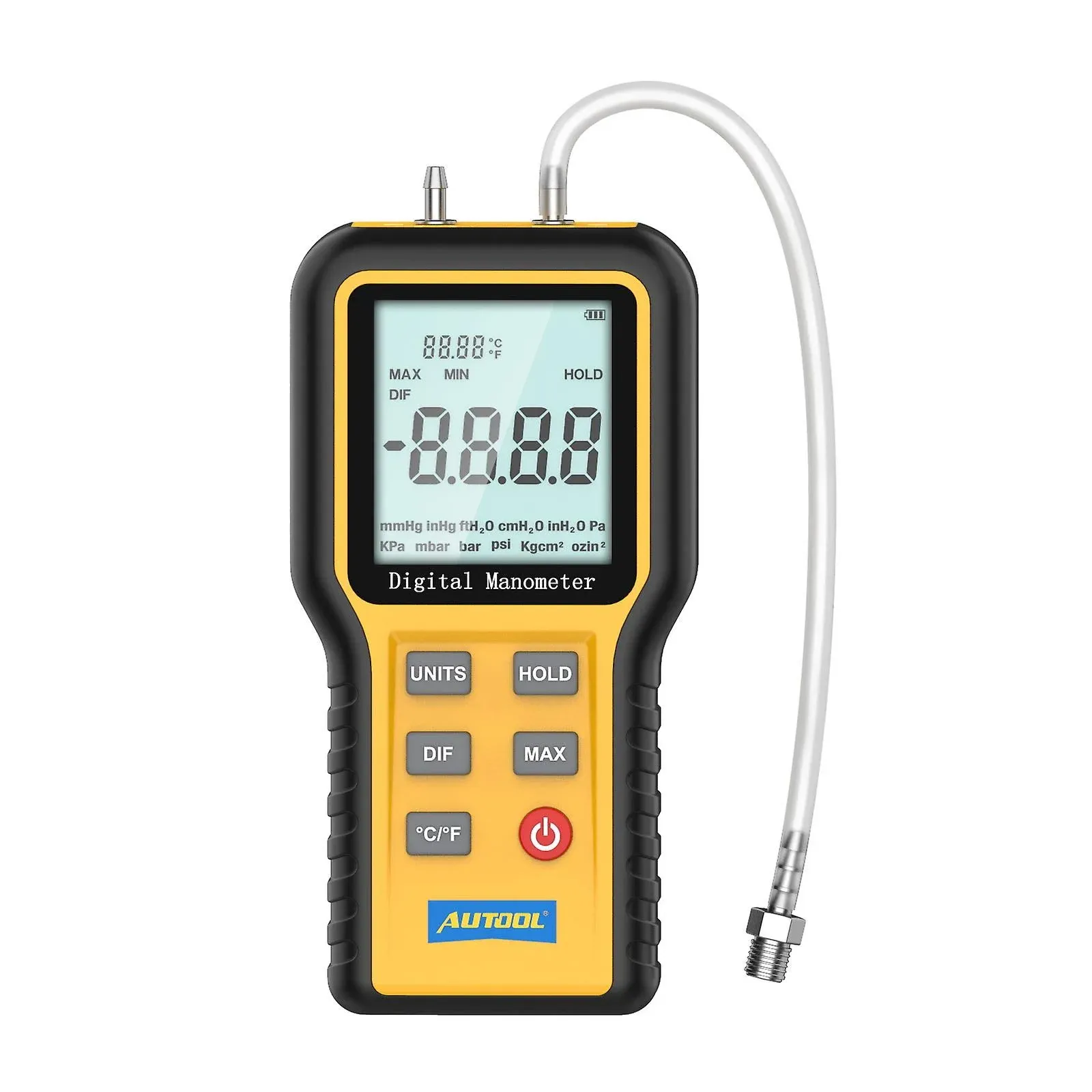 Digital Manometer Dual Port Air Pressure Differentil Gauge HVAC Gas Teste Meter