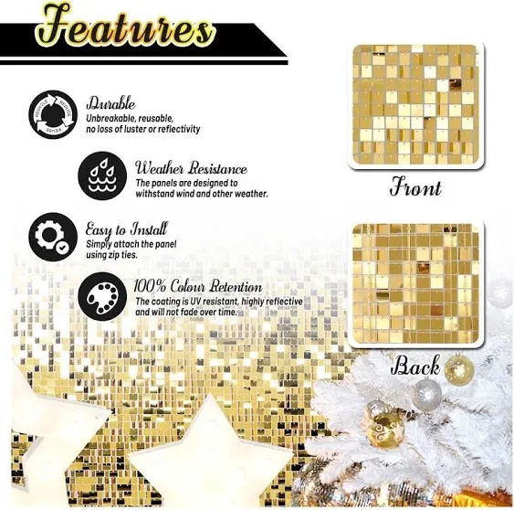 Square Light Gold Sequin Wall Panels Shimmer Wall Birthday Party Backdrop Decora