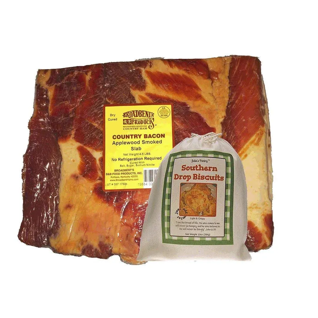 Old-Fashioned Country Cured and Smoked Applewood Slab Bacon 4 to 5 Lbs and 10oz Drop Biscuit Mix