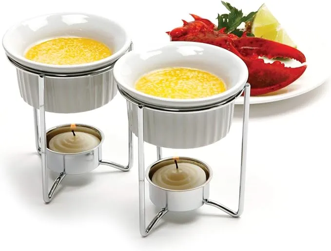 NORPRO Butter Warmers, Set of 2, w/ Tealight Candles. Holds 1/3oz (3oz) Each.