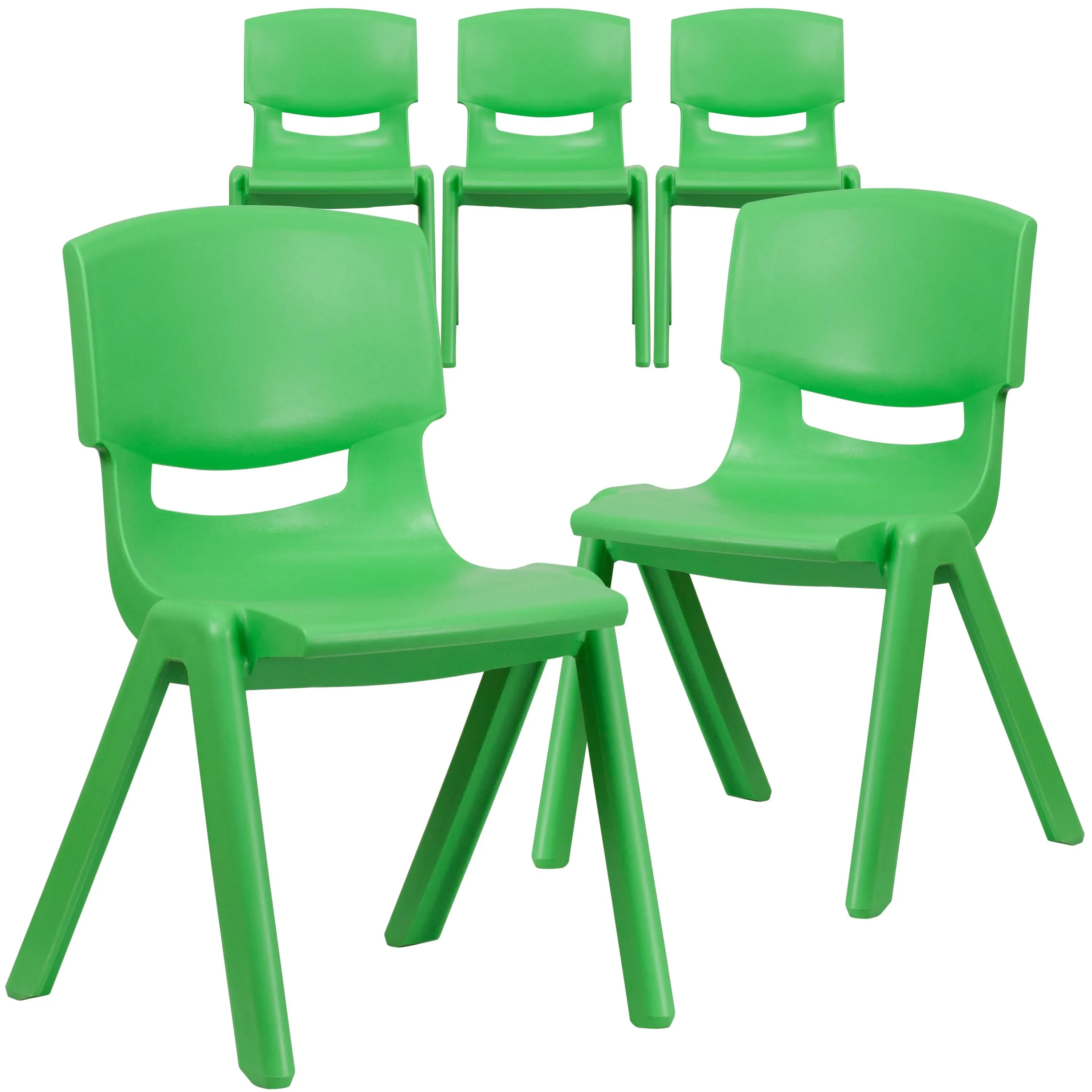 Flash Furniture Whitney Plastic Stackable School Chair Green 5 Pack (5YUYCX005GRN)