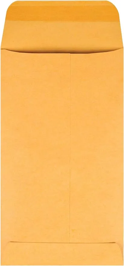 Kraft Coin And Small Parts Envelope, 20 Lb Bond Weight Kraft, #5 1/2, Square Flap, Gummed Closure, 3.13 X 5.5, Brown, 500/box