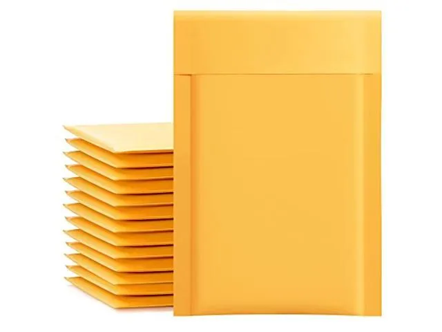 Kraft Bubble Mailers 4X8 Inch 50 Pack Yellow Padded Envelopes #000 Small Business Mailing Packages Self Sealing Tear Resistant Boutique Bulk Mail.