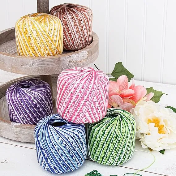 6 Ball Pack Threadart 100% Pure Cotton Multicolor Crochet Thread - Size 10 - Color 48 - Variegated Violets