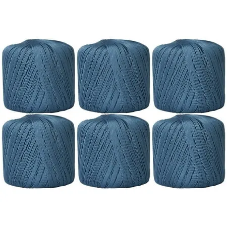 Threadart 6 Ball Pack 100% Pure Cotton Crochet Thread by Threadart - SIZE 10 - Color 28 - SLATE BLUE - For tablecloths bedspreads & fashion accessories. 100% mercerized cotton - 50 gm balls 175 yds