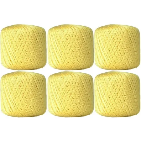 Threadart 6 Ball Pack 100% Pure Cotton Crochet Thread by Threadart - SIZE 10 - Color 43 - YELLOW - For tablecloths bedspreads & fashion accessories. 100% mercerized cotton - 50 gram balls 175 yds