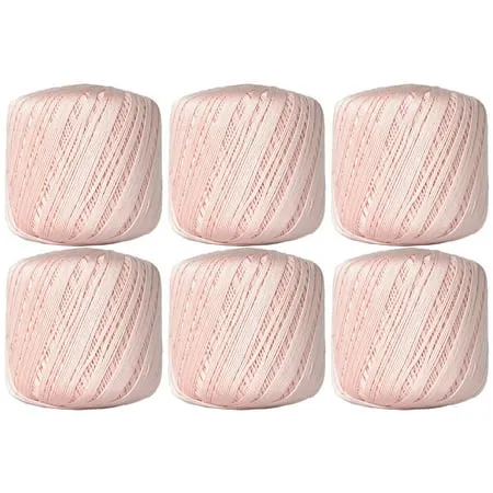 Threadart 6 Ball Pack 100% Pure Cotton Crochet Thread by Threadart - SIZE 10 - Color 4 - LT PINK - For tablecloths bedspreads and fashion accessories. 100% mercerized cotton - 50 gram balls 175 yds