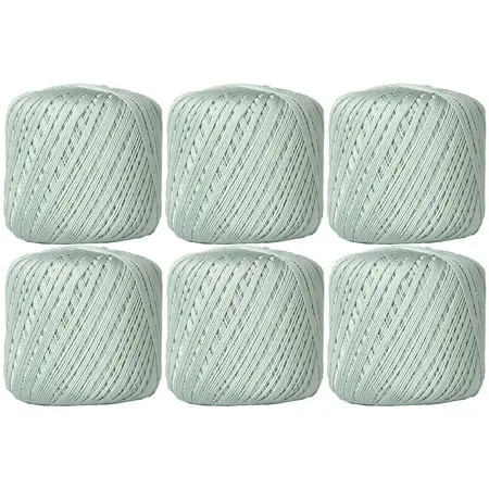 Threadart 6 Ball Pack 100% Pure Cotton Crochet Thread by Threadart - SIZE 10 - Color 8 - SEA MIST - For tablecloths bedspreads and fashion accessories. 100% mercerized cotton - 50 gm balls 175 yds