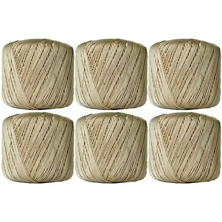 Threadart 6 Ball Pack 100% Pure Cotton Crochet Thread by Threadart - SIZE 10 - Color 16 - TAN - For tablecloths bedspreads and fashion accessories. 100% mercerized cotton - 50 gram balls 175 yds