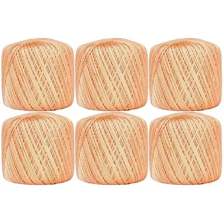 Threadart 6 Ball Pack 100% Pure Cotton Crochet Thread by Threadart - SIZE 10 - Color 17 - APRICOT - For tablecloths bedspreads and fashion accessories. 100% mercerized cotton - 50 gm balls 175 yds