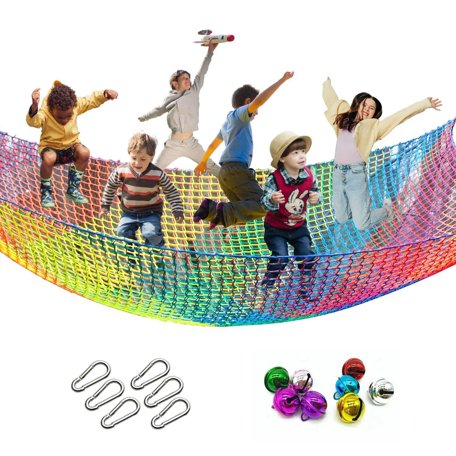 Tongmo Climbing Cargo Net, 6.5' x 9.8' Double Layers Playground Safety Net, Kids ...