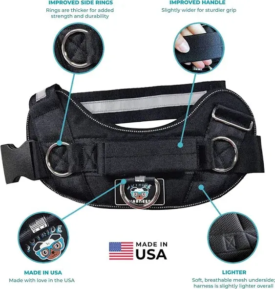 ​​LUXE Joyride Harness for Dogs, No-Pull Pet Harness, Made in The USA, 3 Upgraded Side Rings, Adjustable Pet Vest, Easy On-Off and Improved Control Handle, Training, Walking, Running Blue