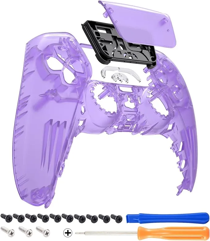 eXtremeRate Clear Atomic Purple Touchpad Front Top Shell Compatible with ps5 Controller BDM-010 020 030 040 050, DIY Replacement Shell Custom Touch Pad Cover Compatible with ps5 Controller