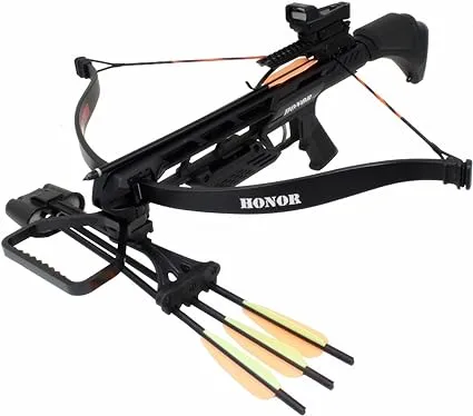 Southland Archery Supply SAS Honor 175lbs Recurve Crossbow Red Dot Scope Package Adjustable Stock with Quiver and Arrows Hunting Deer Bear