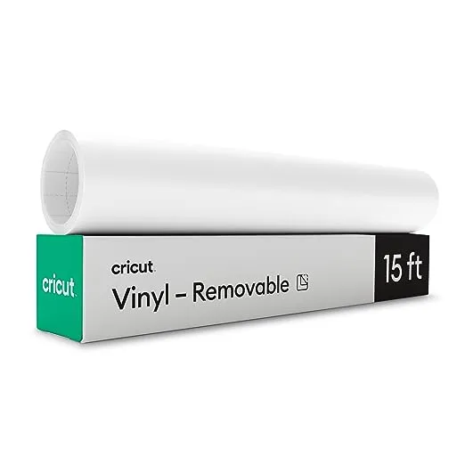 Cricut Premium Removable Vinyl (12 in × 15 ft), No-Residue Easy Removal up to 2 Years, Perfect for Indoor-Outdoor DIY Projects & Removable Decals, Compatible with Cricut Machines, White