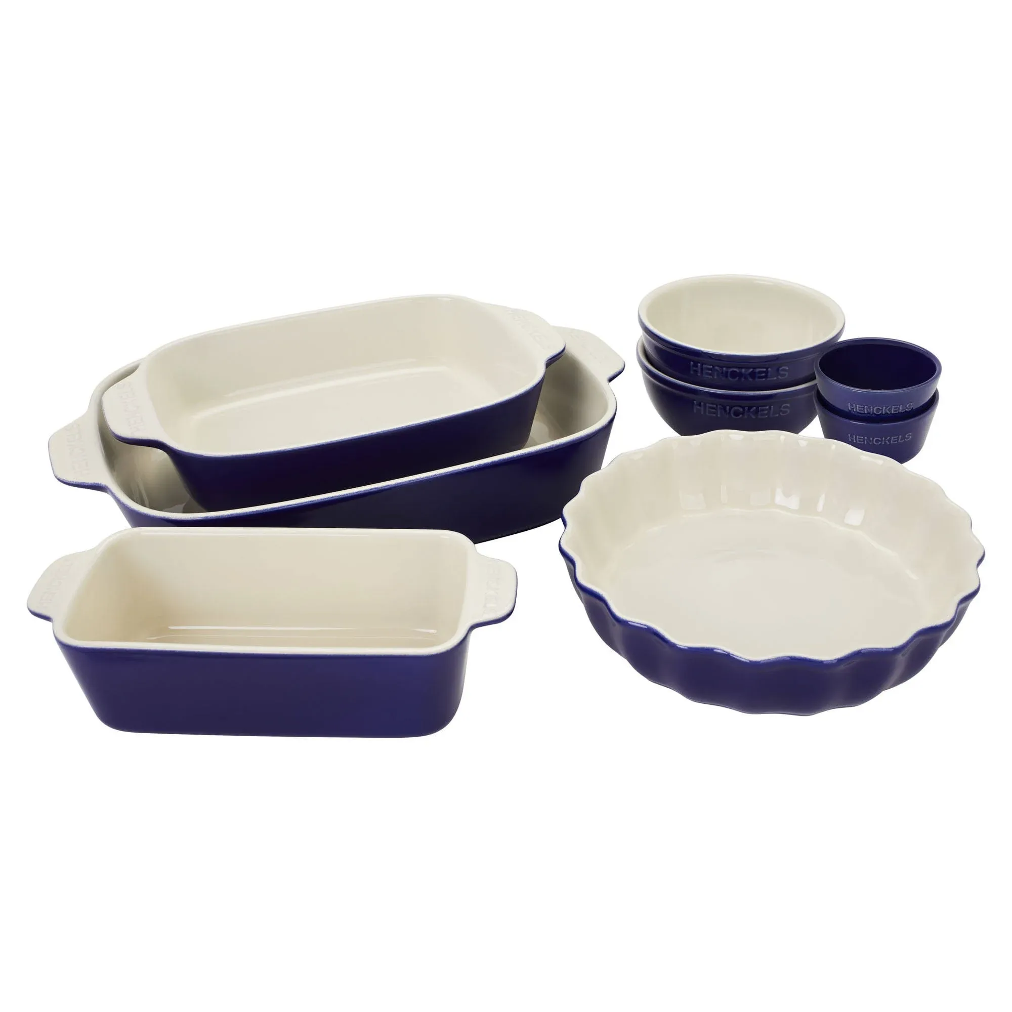 Henckels Ceramics 8-Pc Mixed Bakeware & Serving Set (Blue)