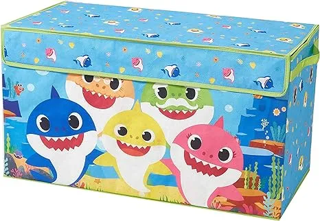 Idea Nuova Baby Shark Collapsible Children’s Toy Storage Trunk, Durable with Lid