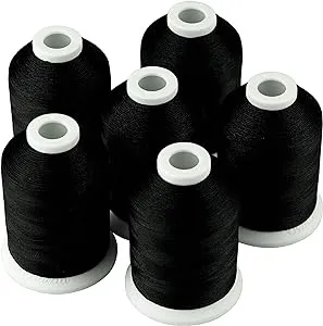 Simthread 6 Black 1000M(1100Y) Polyester Machine Embroidery Threads for Brother ...