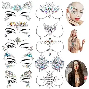 Le Fu Li 10 sets Face Gems Stickers Body Jewelry Stickers Crystal Tattoo Stickers for Festival Rhinestone Decorations Tattoo Stickers