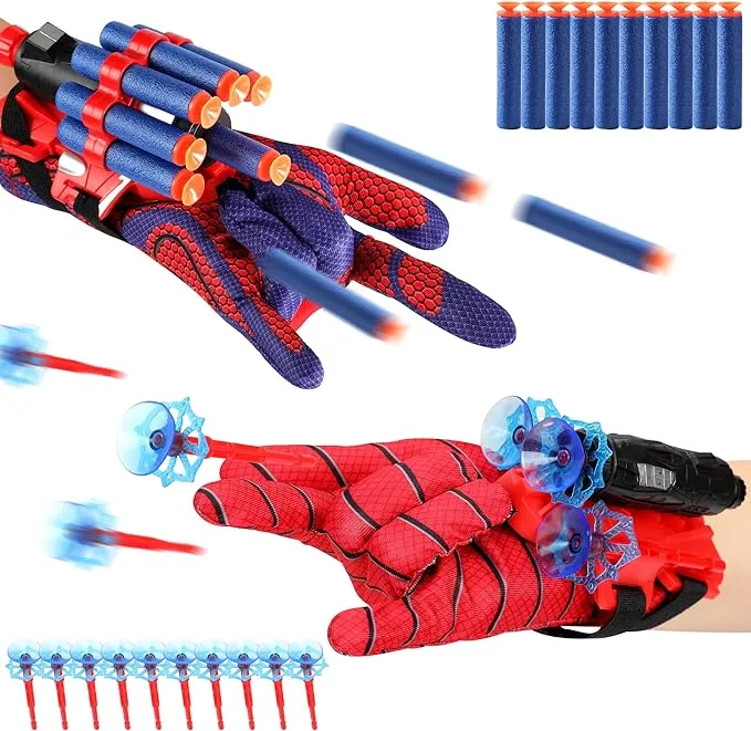 2 Sets Web Shooters for Kids - Web Shooting Game - Launcher Gloves Toy- Launcher with Wrist Toy Set - Hero Cosplay Boys Gift Funny Educational Decoration