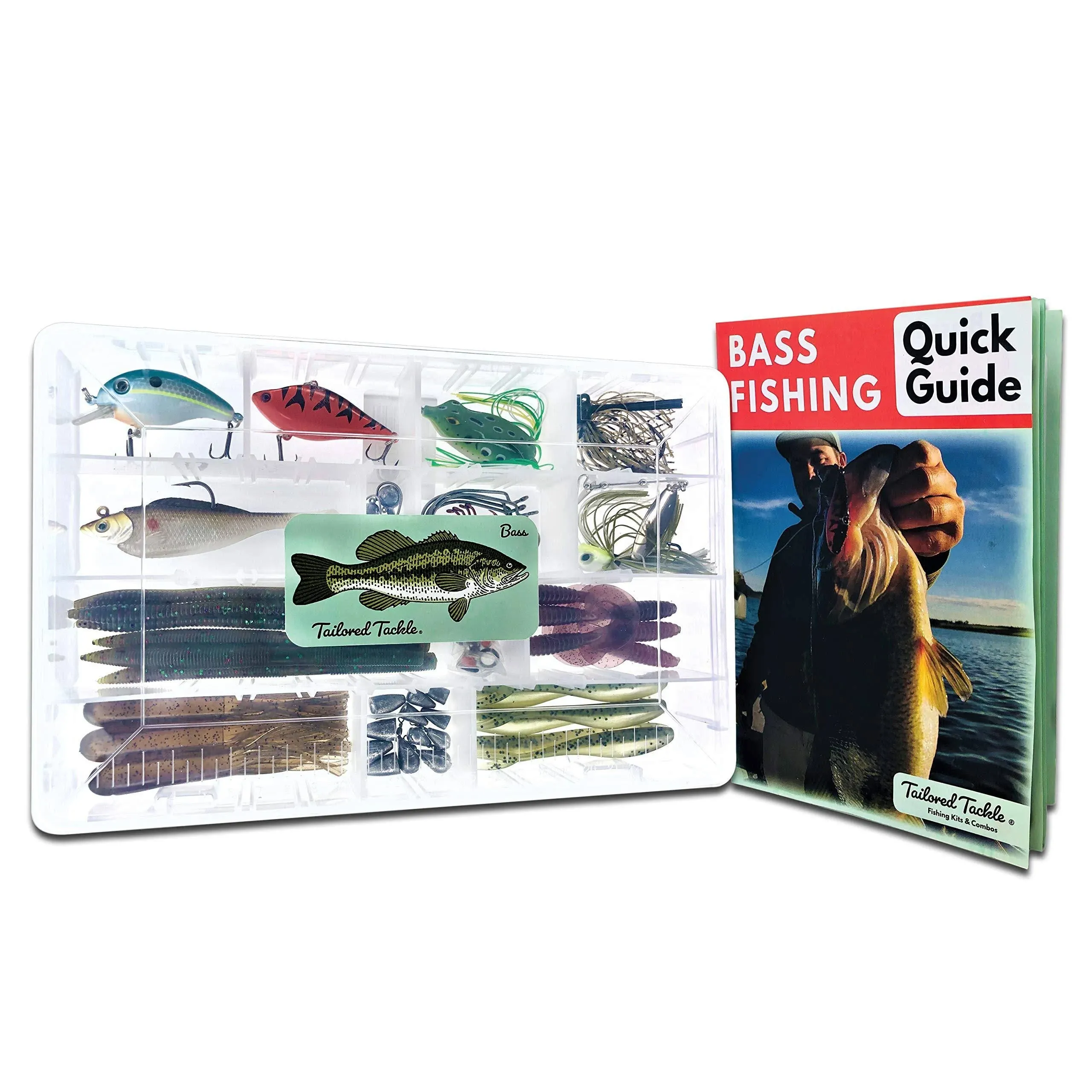 Tailored Tackle Bass Fishing Kit 77 Pc Bass Gear Tackle Box with Tackle Included Crankbait Lures Spinner Baits Jigs Worms Swimbaits Topwater Frog Lure Fish Hooks Bait Fishing Gifts Equipment