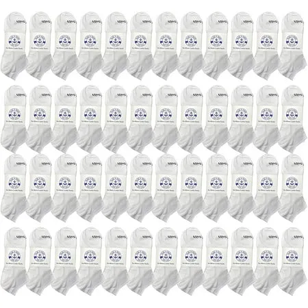 48 Pair BILLIONHATS Women s Low Cut Ankle Socks Thin Lightweight Breathable Wholesale Sport Bulk Socks Size 9-11 (48 PACK WHITE)