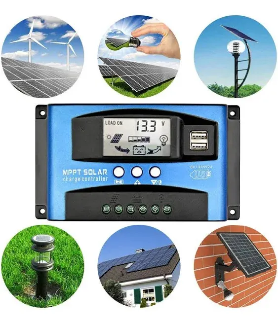 SUNYIMA 40A MPPT Solar Charge Controller with LCD Display Dual USB Multiple Load ...