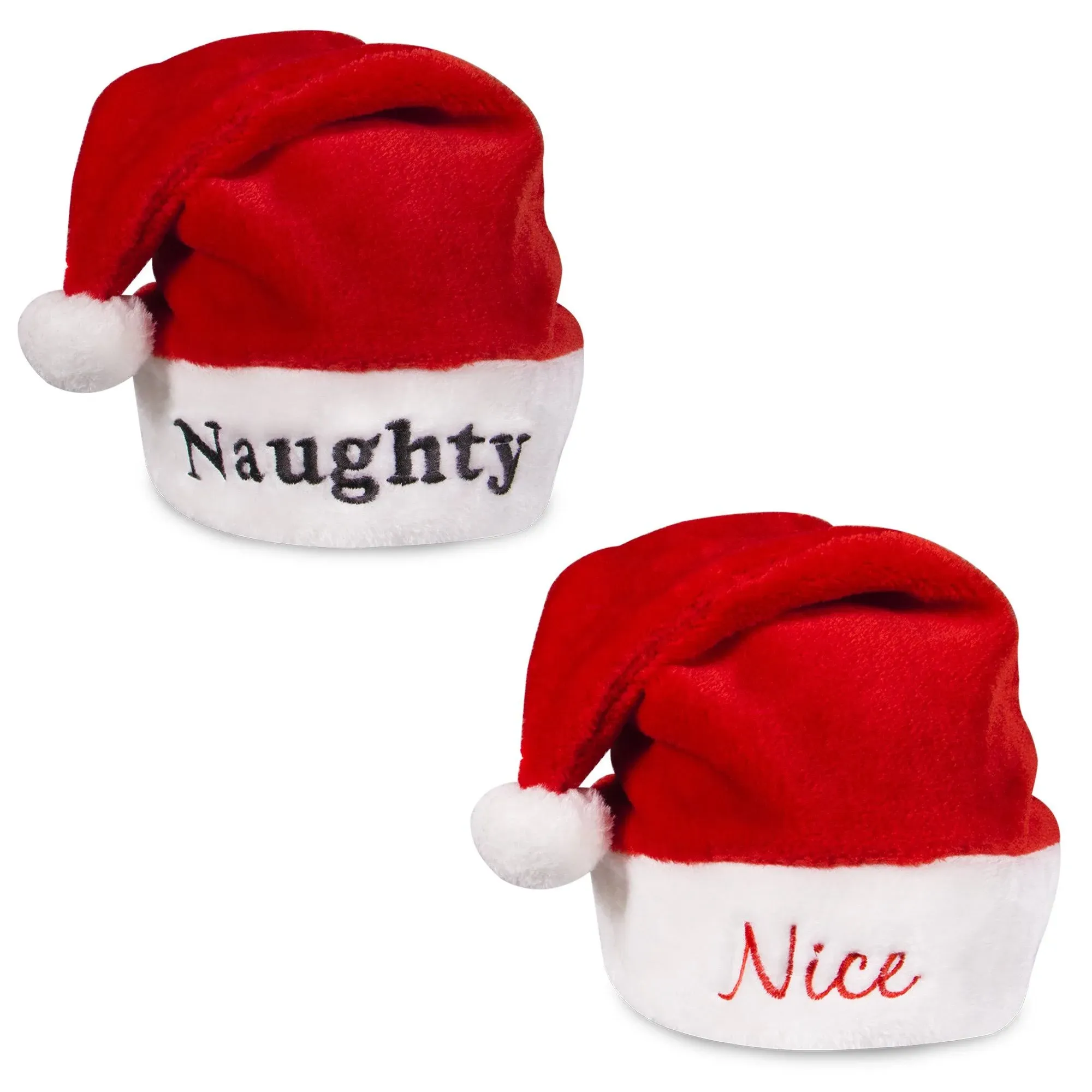 Windy City Novelties Christmas Santa Claus Plush Hat (2, Naughty & Nice, one size fits most)