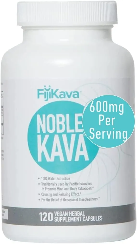 FijiKava, Kava Capsules for Relief & Relaxation, Vegan - 600mg Kavalactones per Serving, 300mg per Capsule (60 Count, Pack of 1)