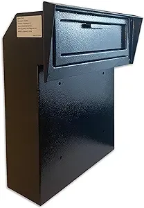 Heavy Duty Rainproof Mailbox Door Drop Box, Weatherproof Galvanized Steel Locking Mailbox for Keys, Payments, and Mail - Secure Through-Door Drop Box, Black