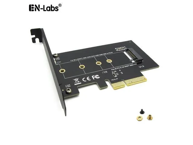 EnLabs M.2 NGFF SSD M Key NVME PCIe Card Adapter - PCIe X4 to PCIe/NVME Based M.2 Add On Card w/ Full-profile Bracket - Supports M.2 PCIe 2230, 2242, 2260 and 2280