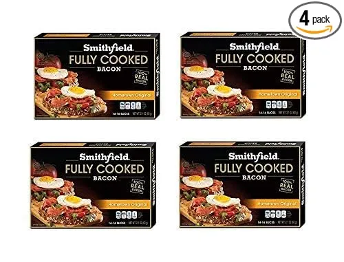 Smithfield Hometown Original Bacon, Fully Cooked, Ready-to-Eat, 14-16 slices, 4 pack