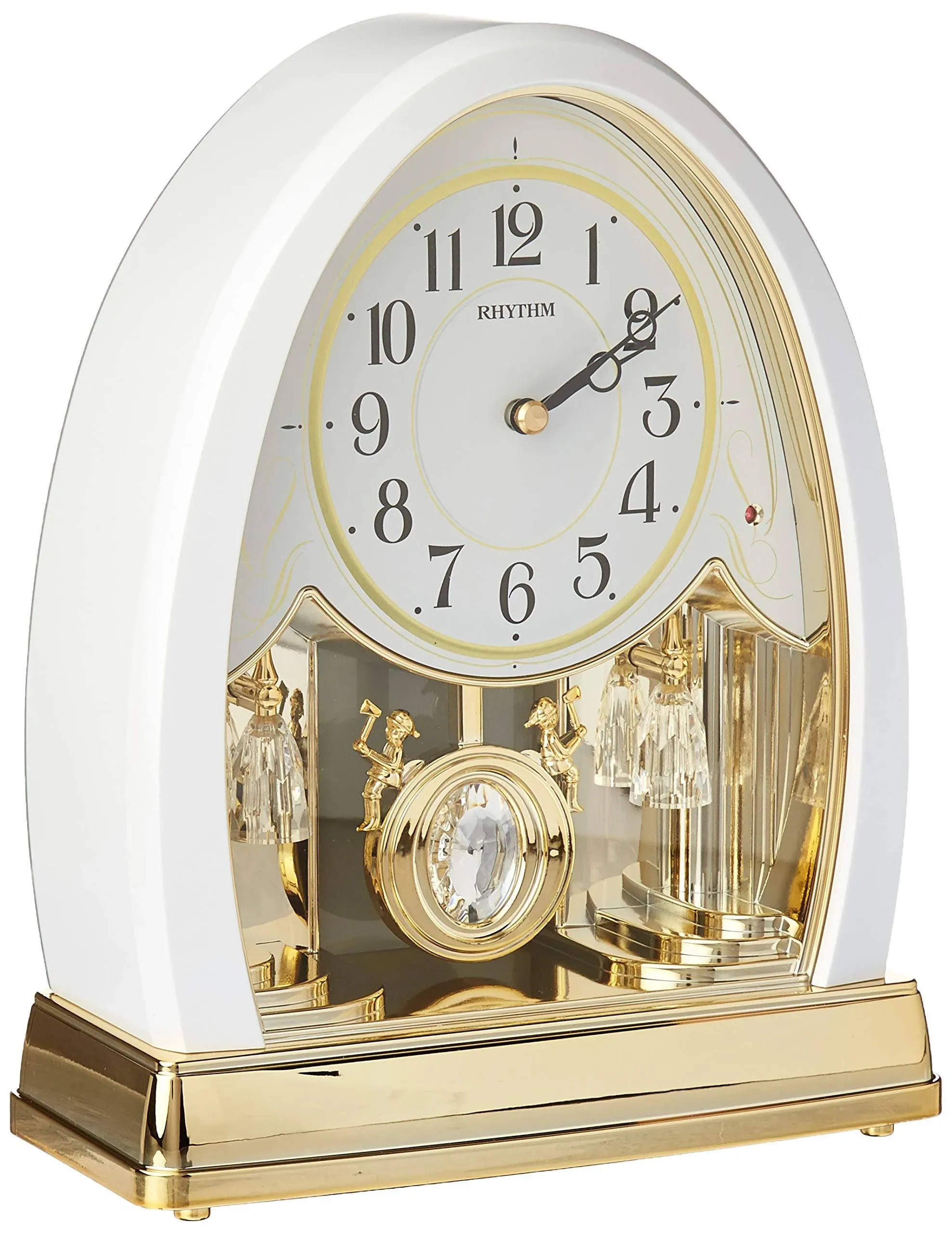 Rhythm Clocks Joyful Crystal Pearl Musical Mantel Clock