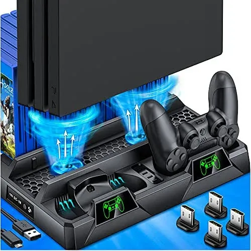 Stand Cooling Fan Controller Dual Charger Station For PlayStation 5 PS5 Slim