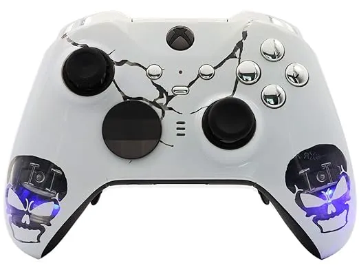 Modded Zone UN-MODDED Custom Controller Compatible with Xbox ONE Elite Series 2 (White Skulls)