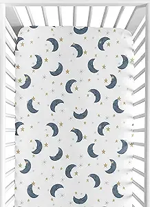 Sweet Jojo Designs Moon and Star Boy or Girl Fitted Crib Sheet Baby or Toddler ...