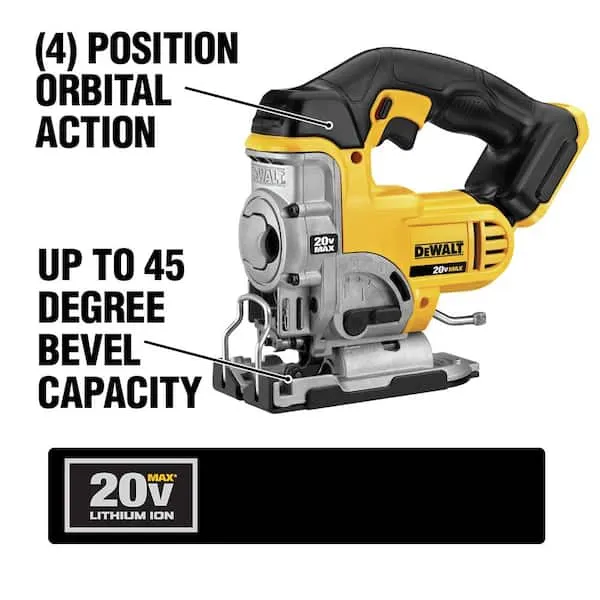 DEWALT 20V MAX Jig Saw, 3,000 Blade Speed, Cordless, Bare Tool Only (DCS331B)