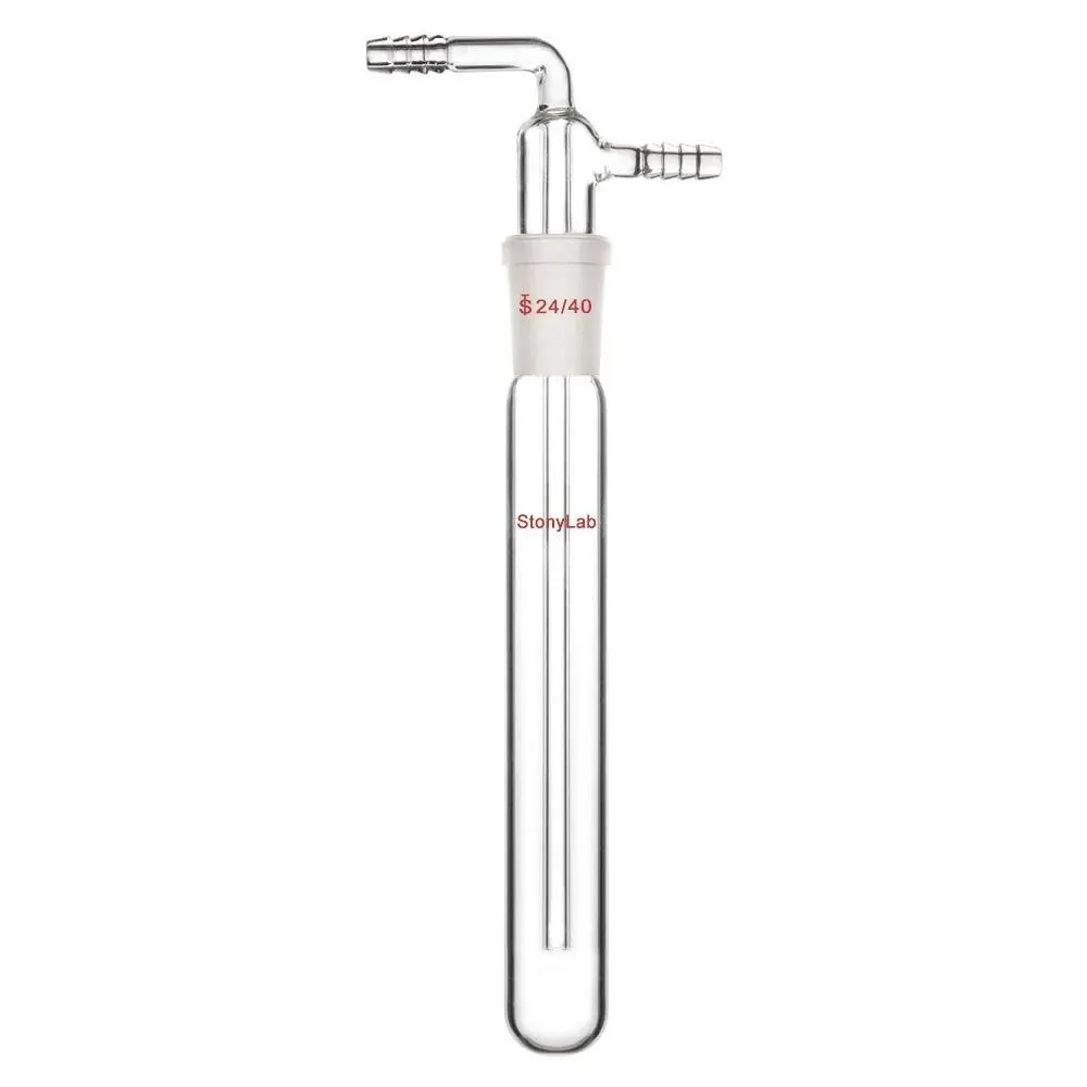 stonylab Glass Vacuum Cold Trap Bubbler with 10mm Serrated Hose, 200mm Length Below The 24/40 Joint