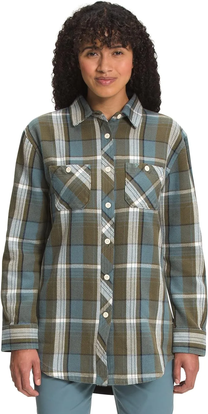 The North Face Women's Valley Twill Flannel Shirt, XS, Gravel Large Icon Plaid 2 | Holiday Gift