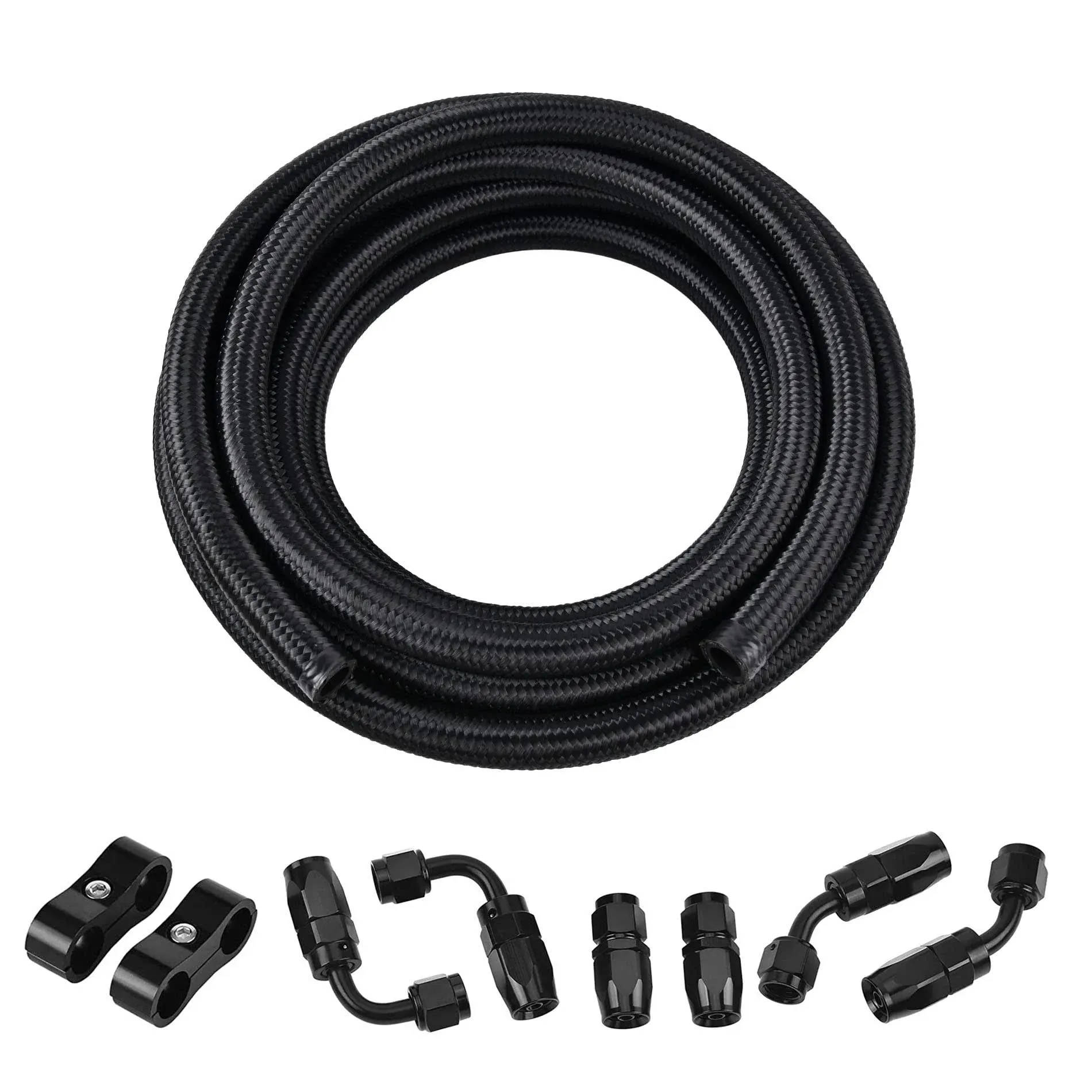 EVIL ENERGY 6AN PTFE Fuel Line Fitting Kit,E85 Nylon Braided Fuel Hose 10FT(0.315Inch ID)