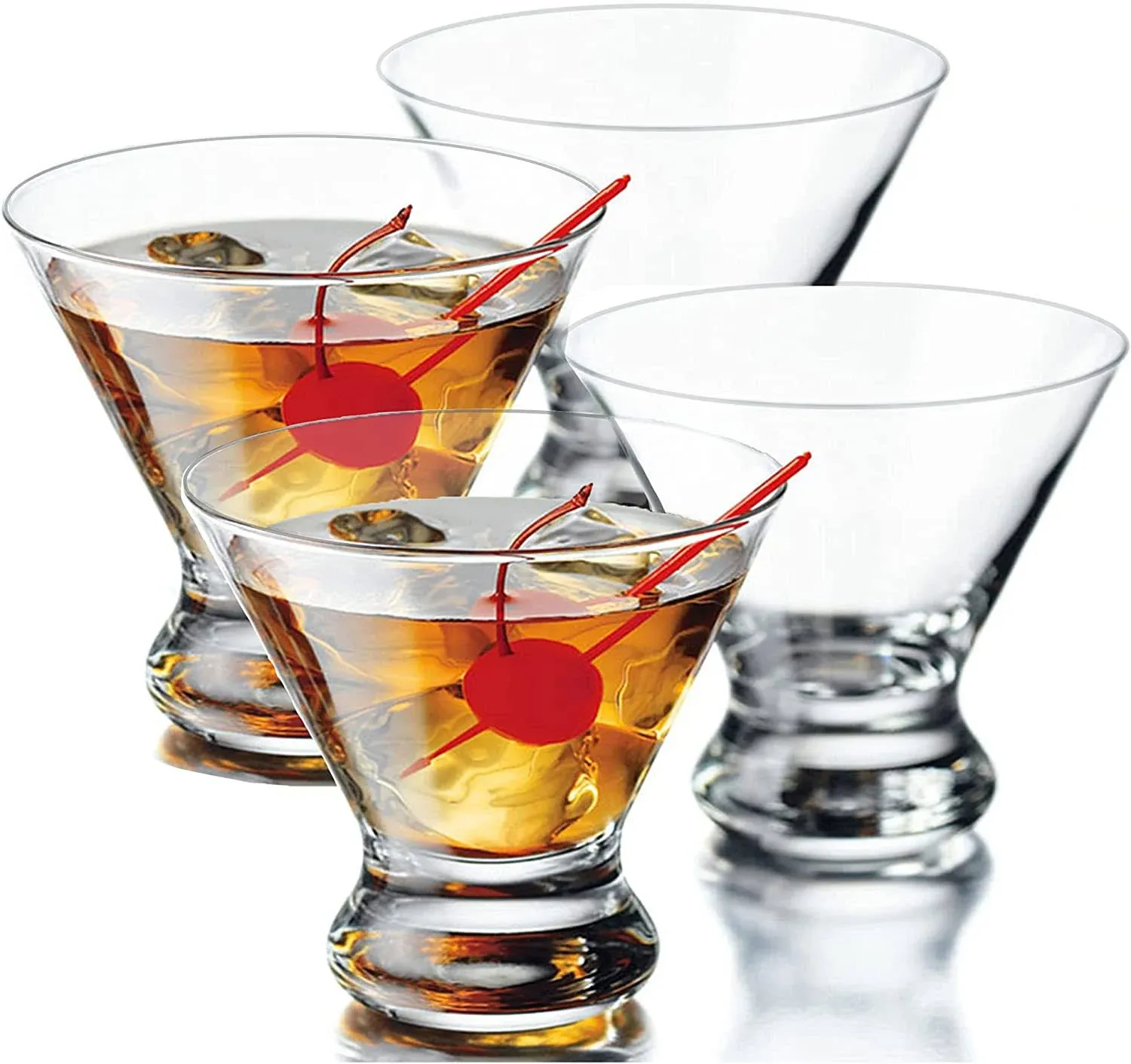 Yawall Stemless Martini Glasses Set of 4 - 8.5 oz Cocktail Glasses for Martini ...