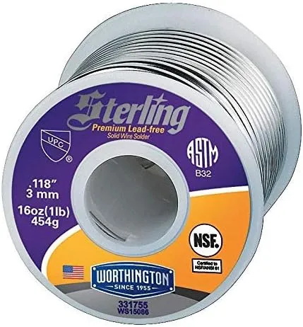 Worthington 331755 - Lead Free Solder Dia 0.118 In 1lb