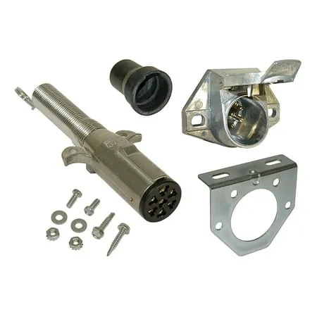 7-Way Round Pin Trailer End & Vehicle End Socket Kit