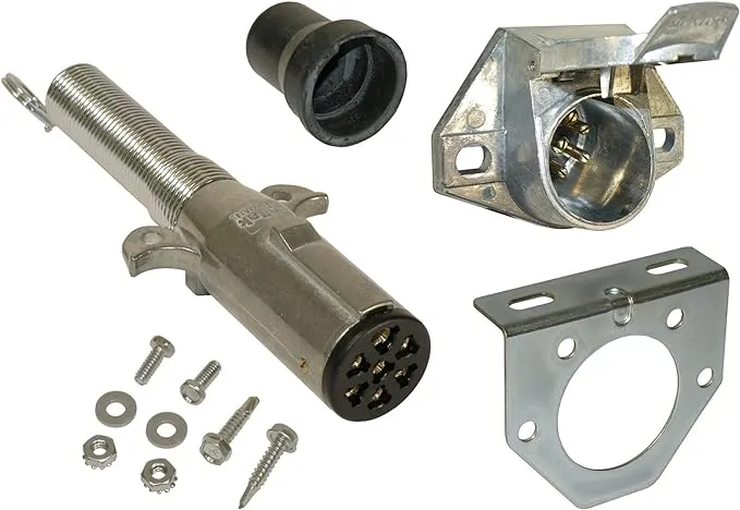 7-Way Round Pin Trailer End & Vehicle End Socket Kit