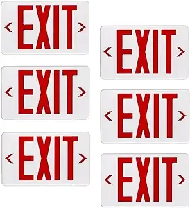 Exit Sign with Emergency Lights LED Exit Sign Light with Battery Backup,Red Letter Commercial Emergency Exit Sign Lights,AC 120-277V, UL Certified 6PCS