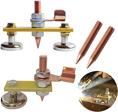 QISF 6 Pcs Magnetic Welding Head, Welding Ground Clamp, Magnetic Welding Support,Strong Magnetism Large Suction,Copper Tail Welding Stability Clamps(2 Sets)