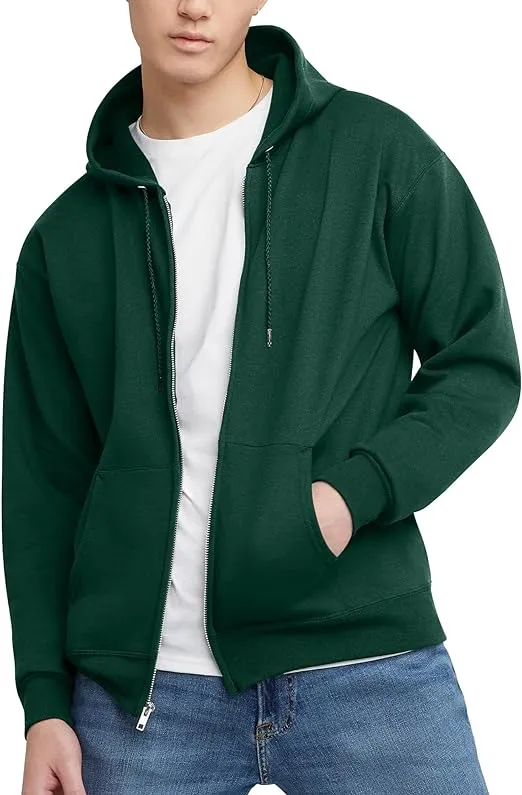 Hanes Men's Zip-Up Hoodie, EcoSmart Fleece Full-Zip Hoodie for Men, Hooded Sweatshirt