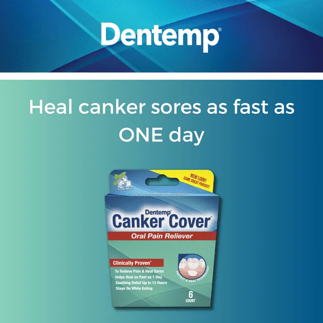 Dentemp Canker Cover - Canker Sore Treatment to Relieve Canker Pain, Mouth Sores & Irritation - Personal Care Fast Acting Canker Sore Relief Tablets