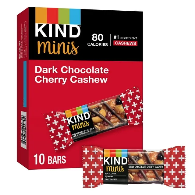 Kind Bars, Dark Chocolate Cherry Cashew, Minis - 10 pack, 0.7 oz bars